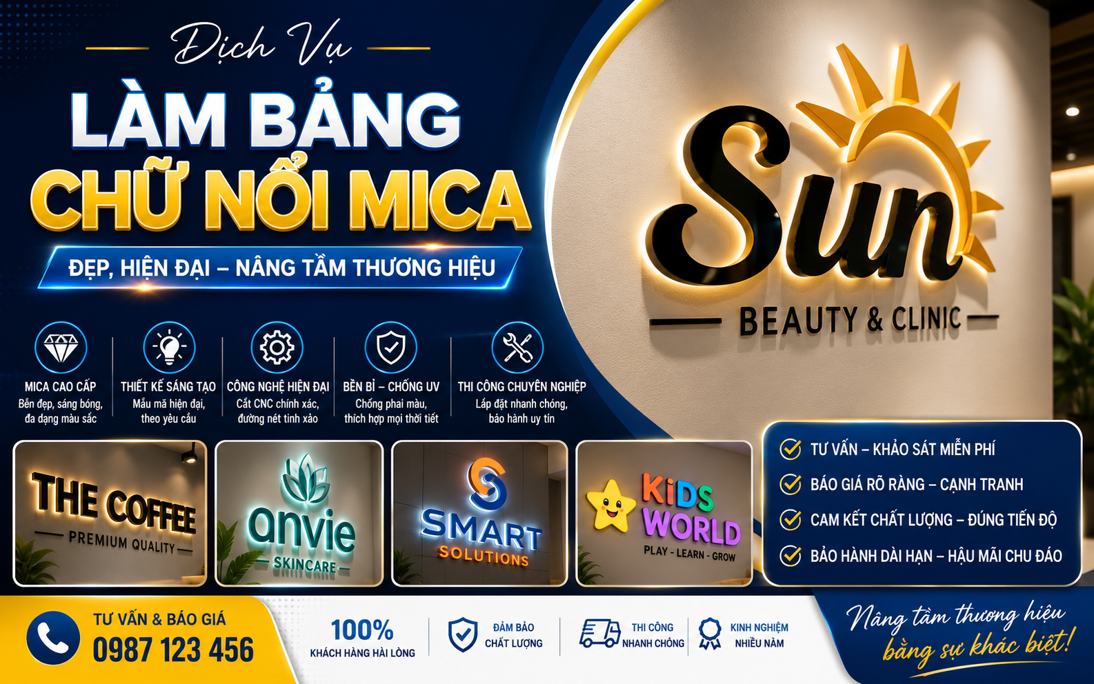 Dịch Vụ Làm Bảng Chữ Nổi Mica Đẹp, Hiện Đại