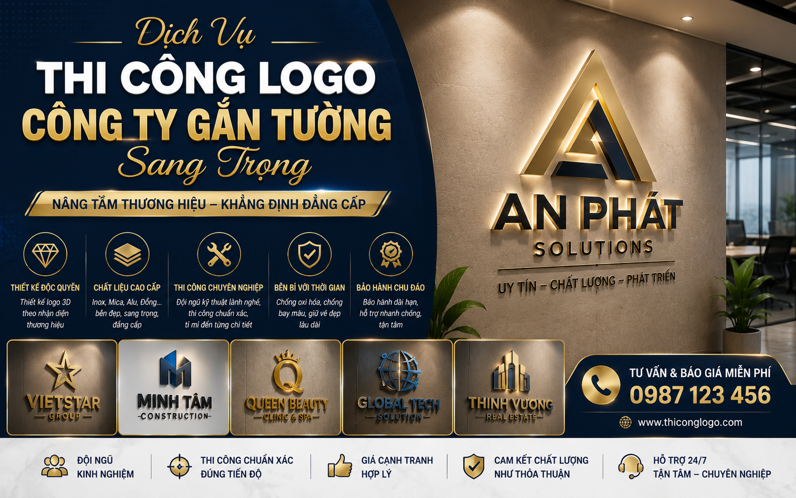 Dịch Vụ Thi Công Logo Công Ty Gắn Tường