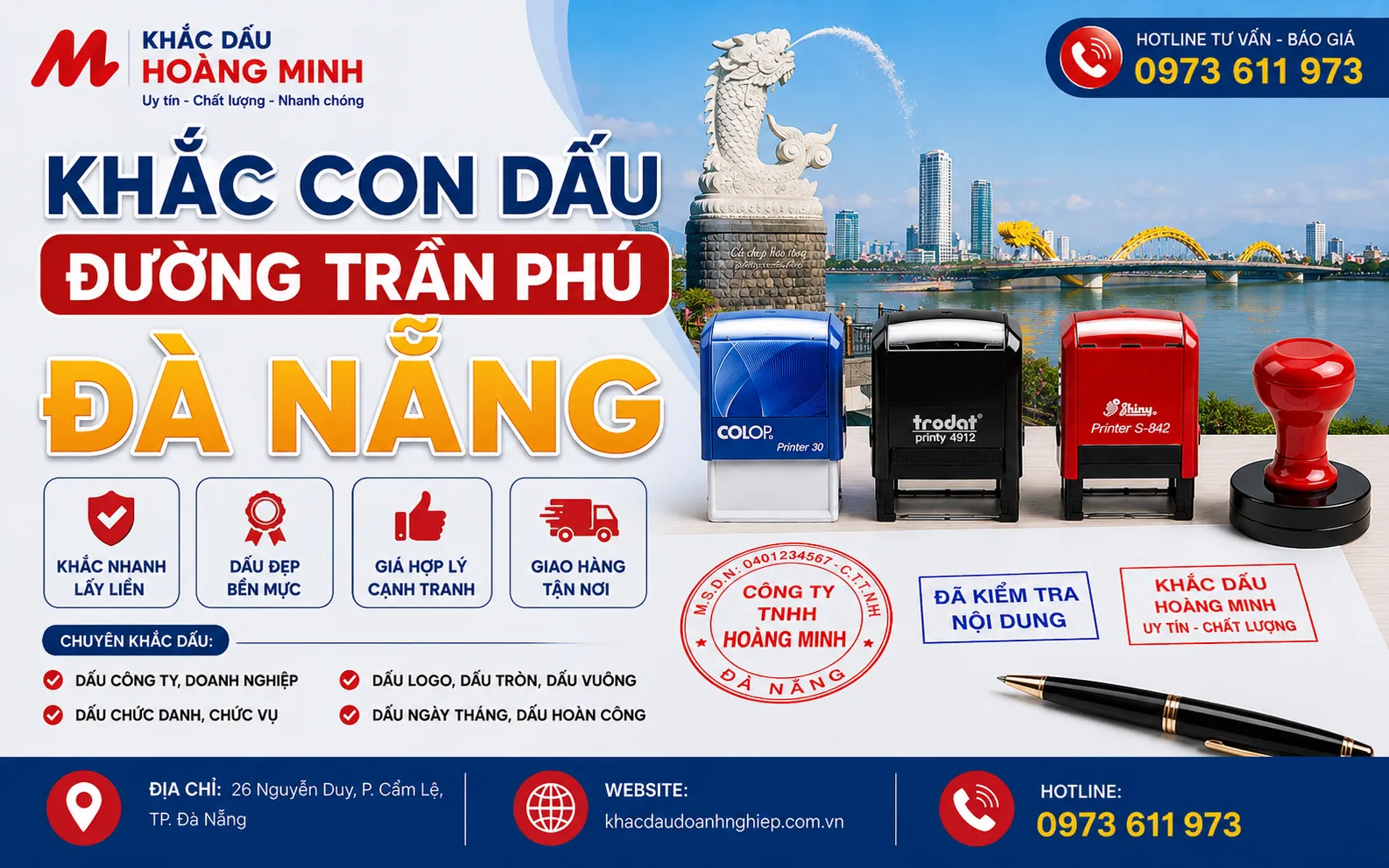 Khắc con dấu đường Trần Phú Đà Nẵng