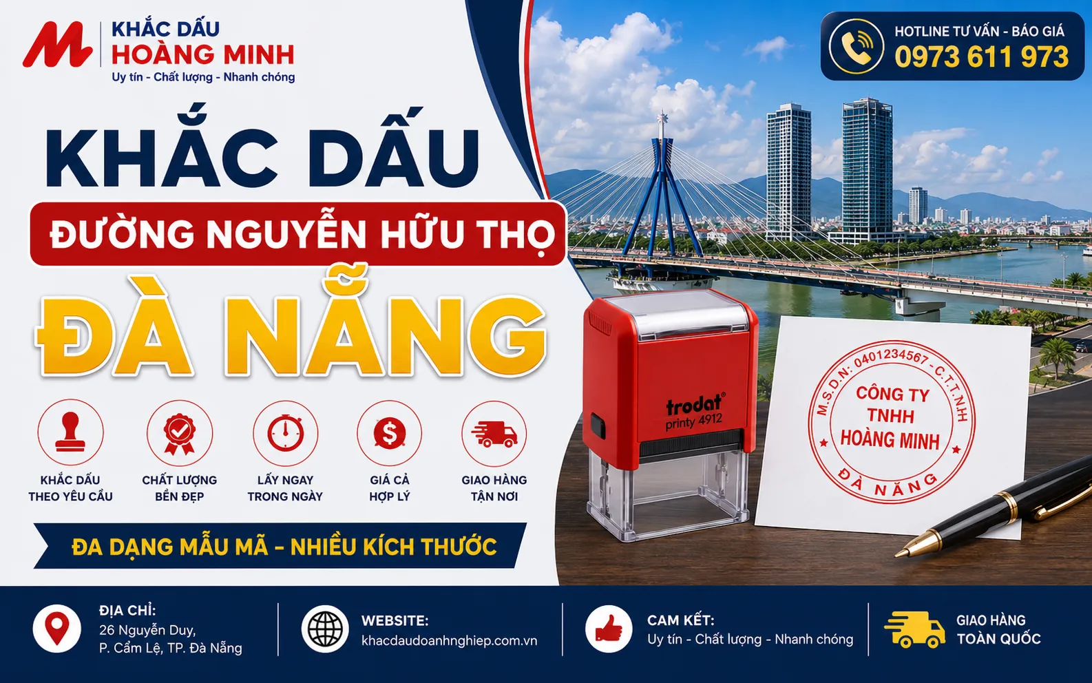 Khắc dấu đường Nguyễn Hữu Thọ Đà Nẵng