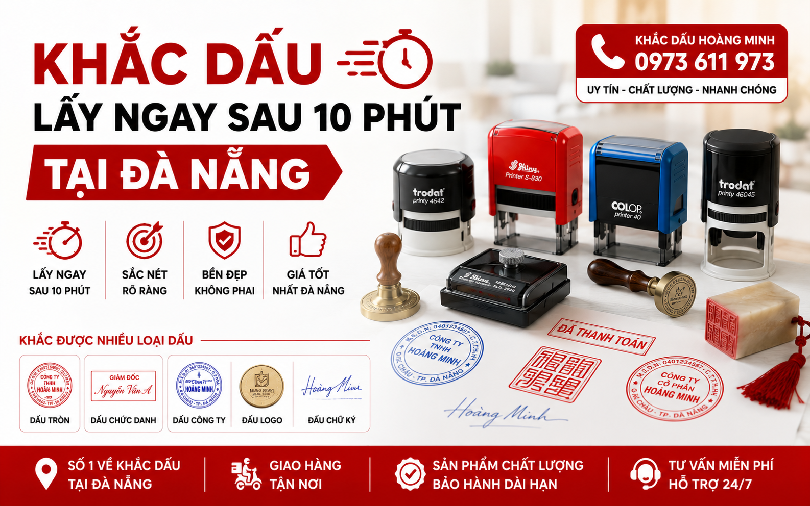 Khắc dấu lấy ngay sau 10 phút tại Đà Nẵng