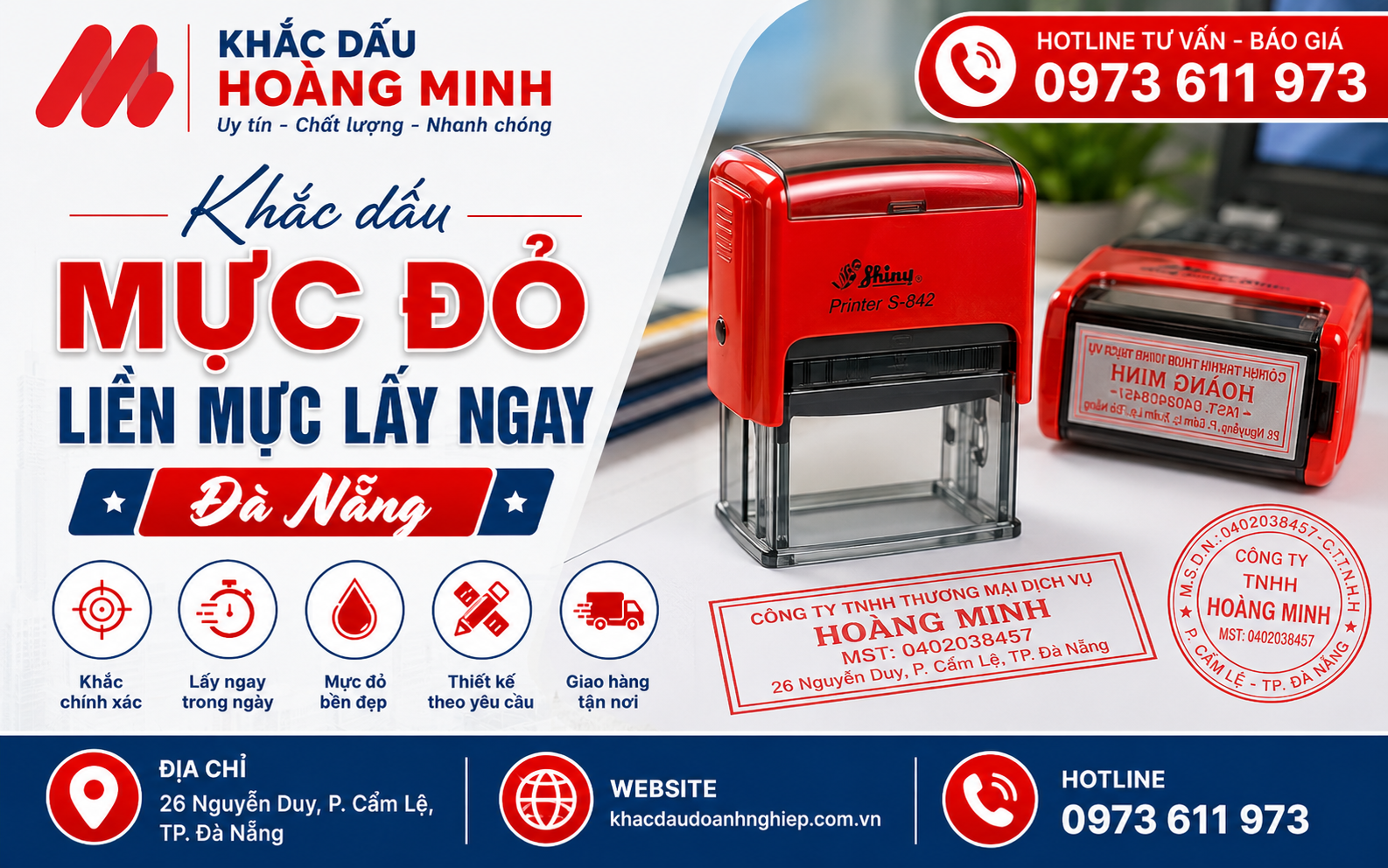 Khắc dấu mực đỏ liền mực lấy ngay Đà Nẵng