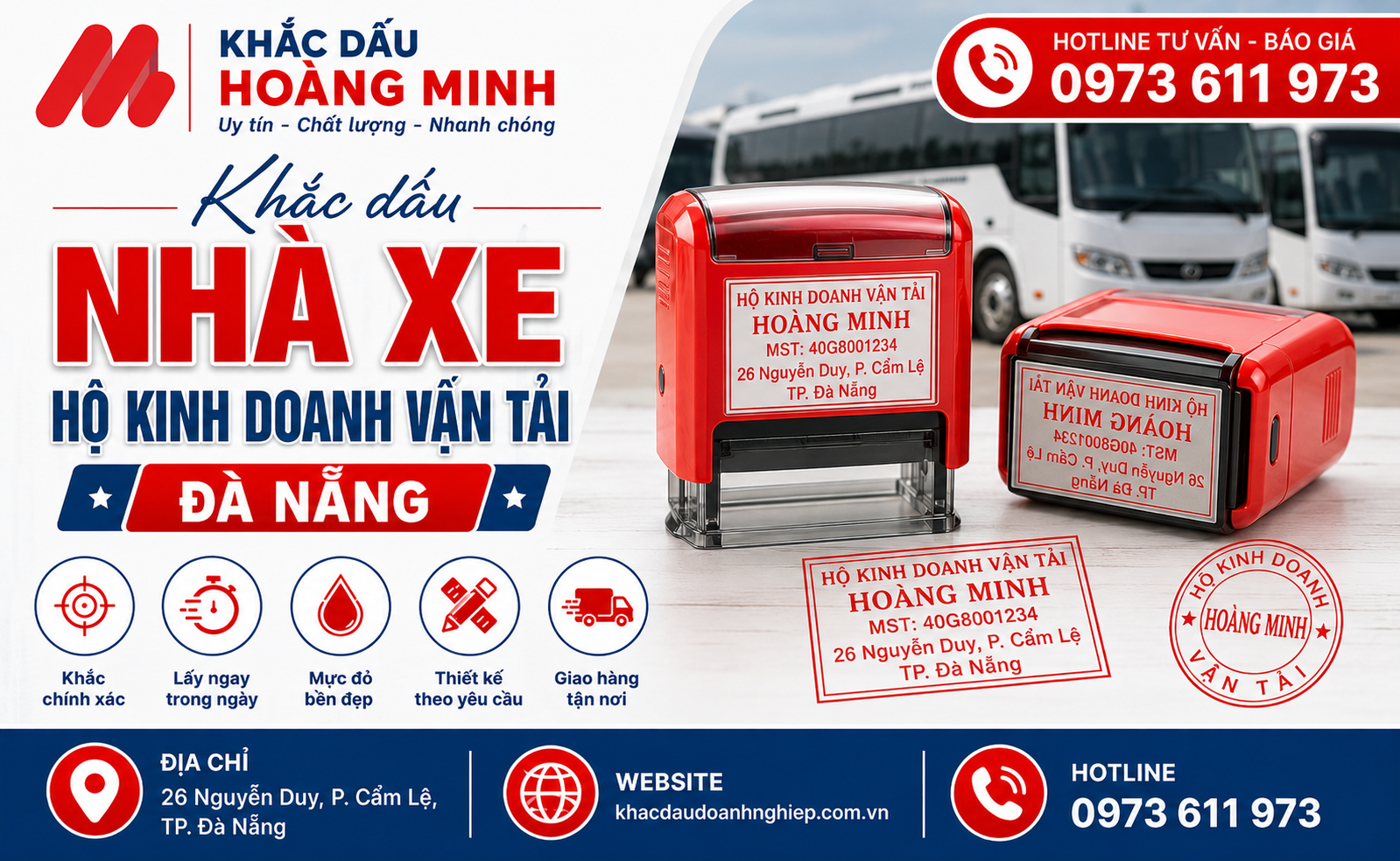 Khắc dấu nhà xe - hộ kinh doanh vận tải Đà Nẵng