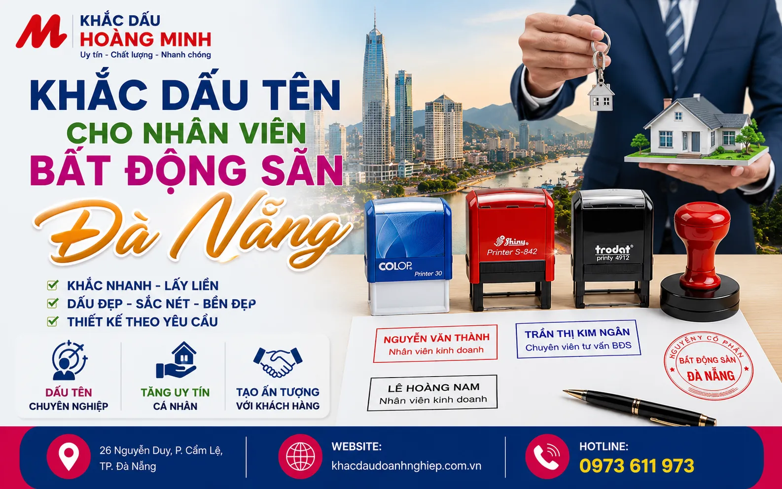 Khắc dấu tên cho nhân viên bất động sản Đà Nẵng