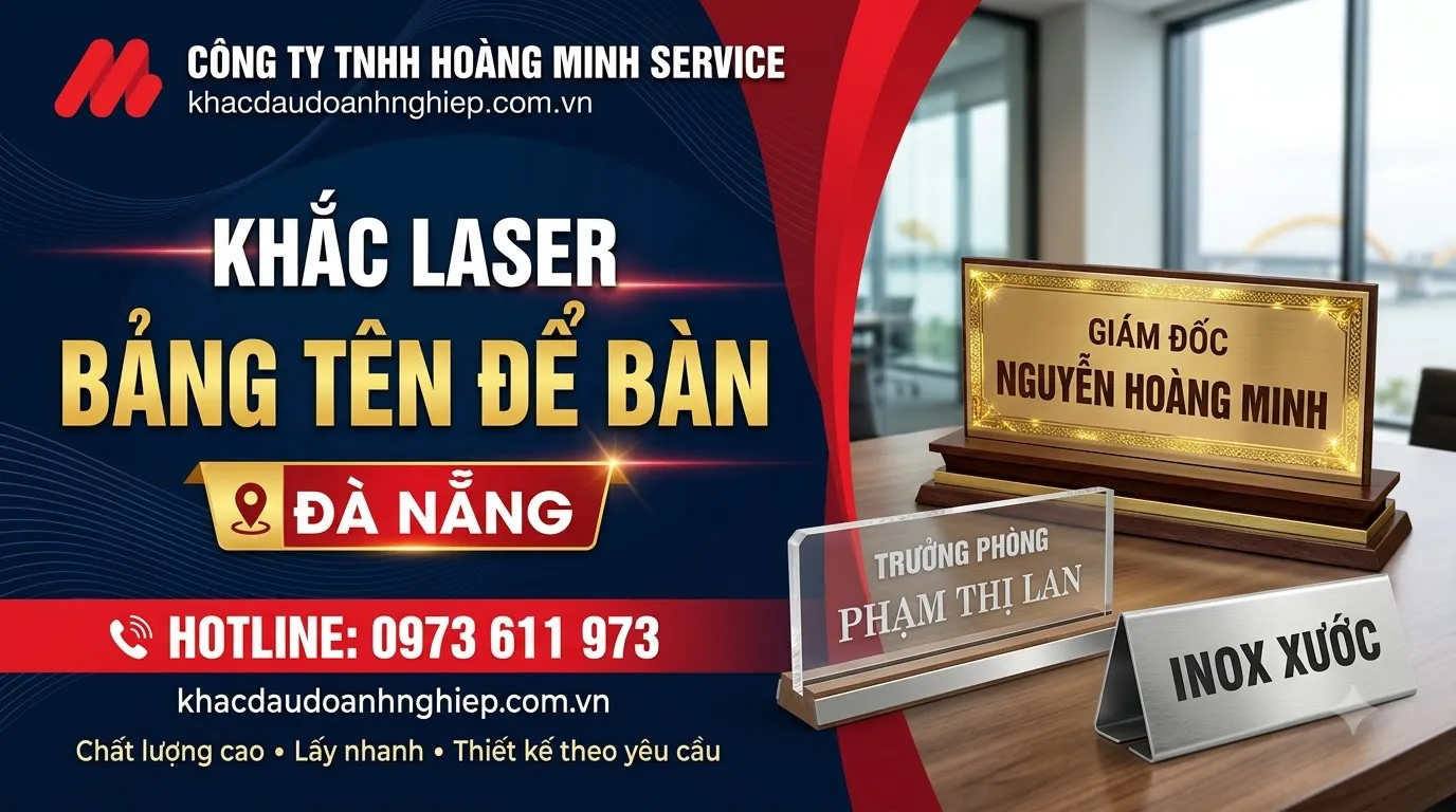 Khắc laser bảng tên để bàn Đà Nẵng