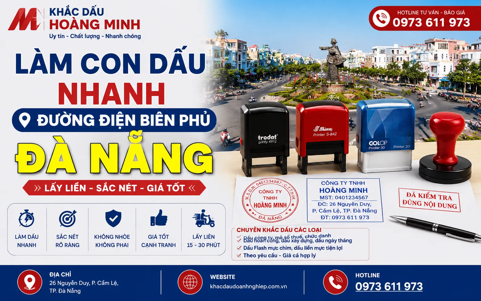 Làm con dấu nhanh đường Điện Biên Phủ Đà Nẵng