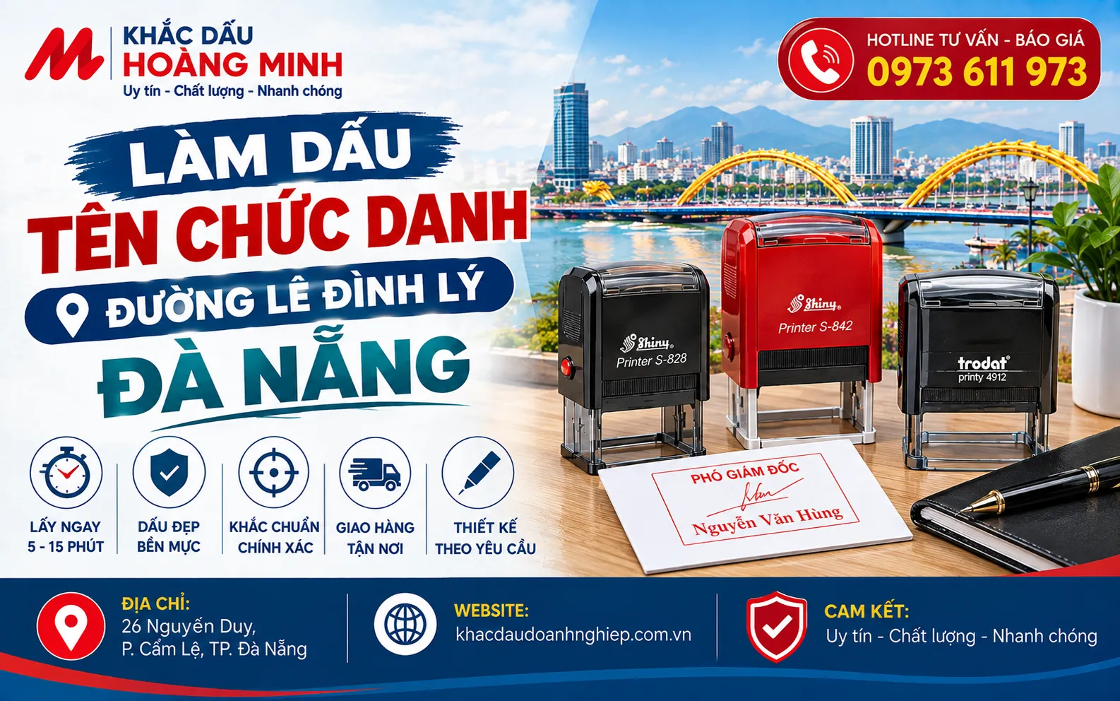 Làm dấu tên chức danh đường Lê Đình Lý Đà Nẵng