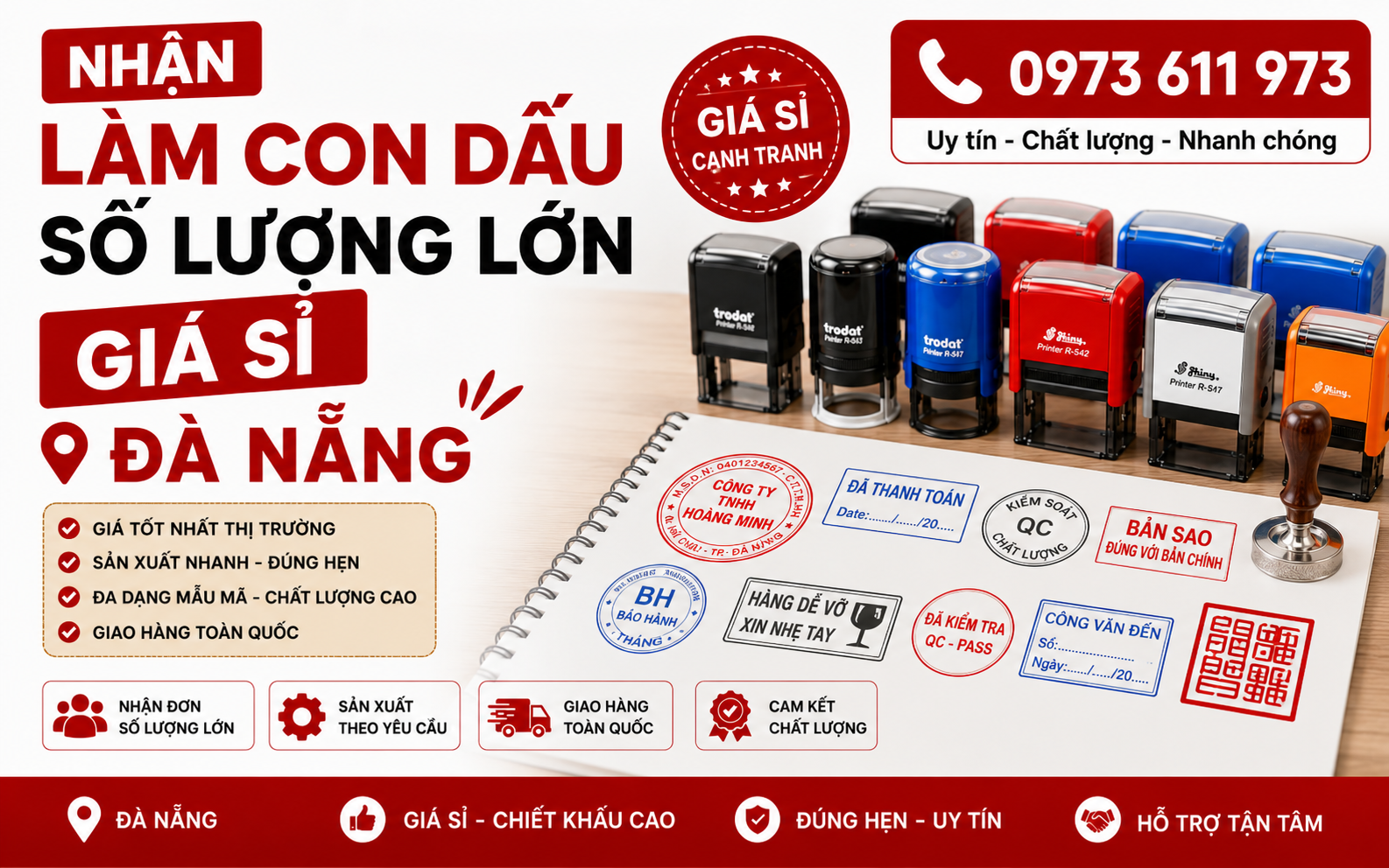 Nhận làm con dấu số lượng lớn giá sỉ Đà Nẵng